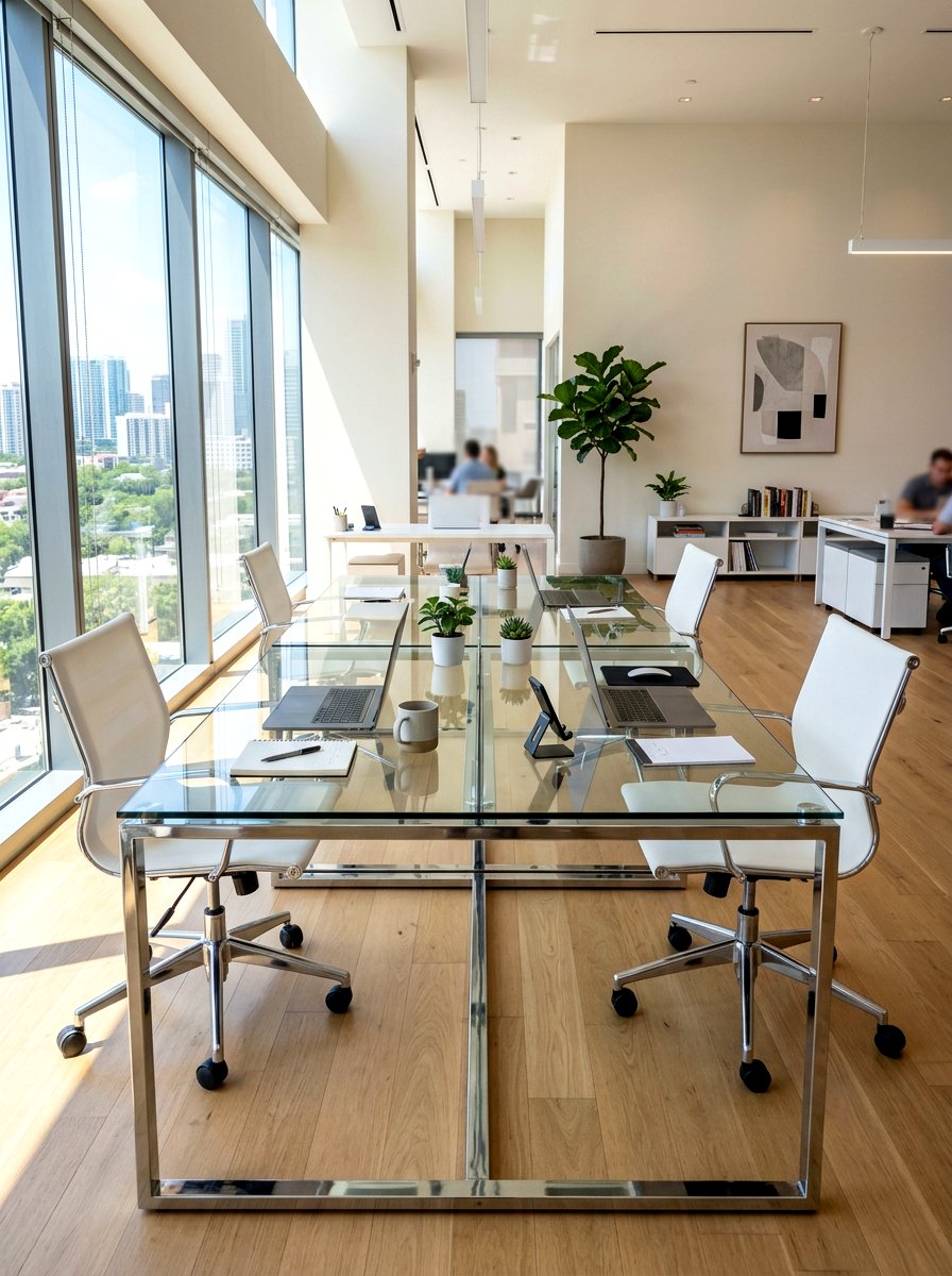 Glass top double office desk - 30 double desk office ideas