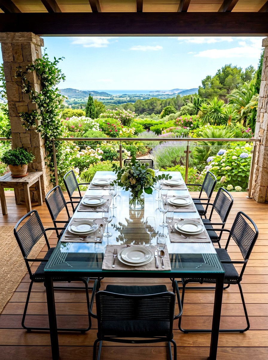 Glass top table - 30 veranda furniture ideas