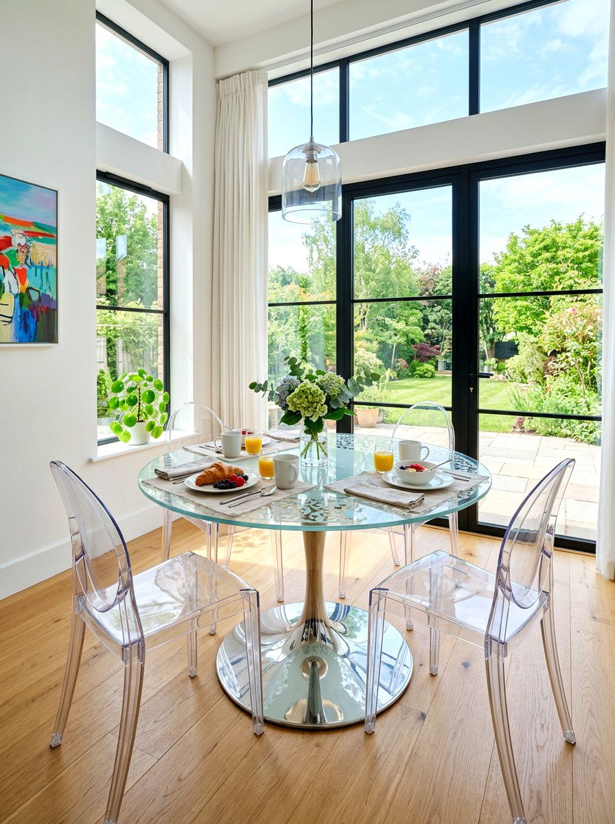 Glass top table - 30 bright breakfast room ideas