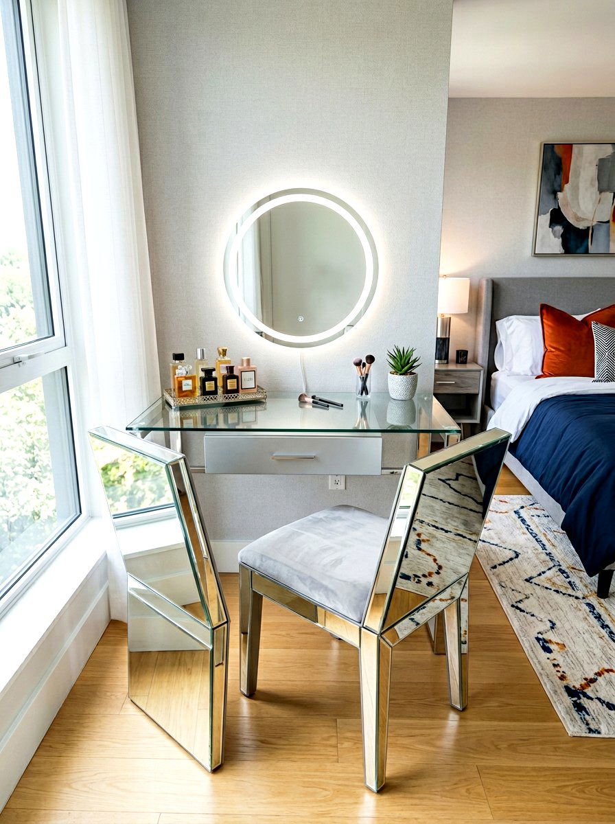 Glass top vanity - 30 bedroom vanity corner ideas
