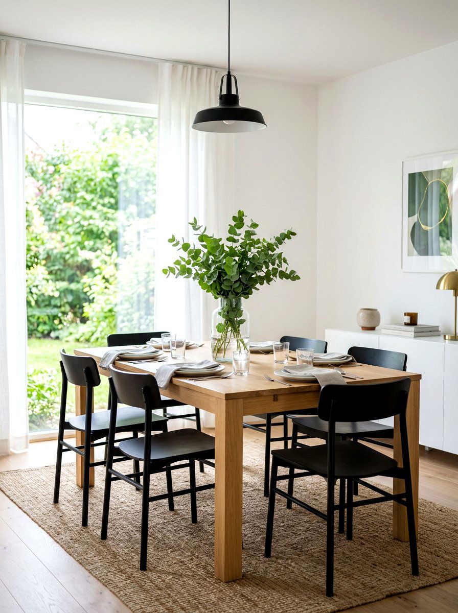Glass vase with eucalyptus - 30 simple centerpiece dining ideas