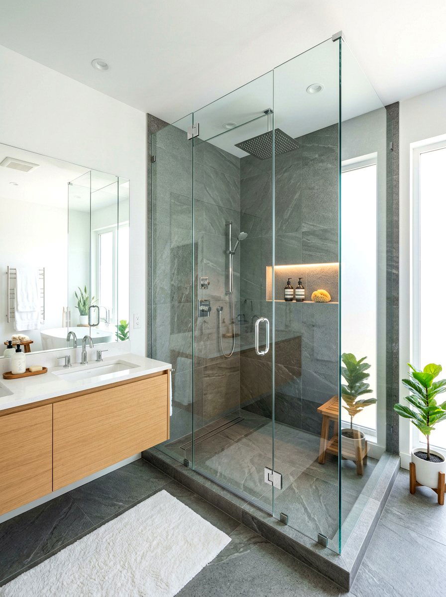 Glass walk in shower - 30 serene bathroom decor ideas