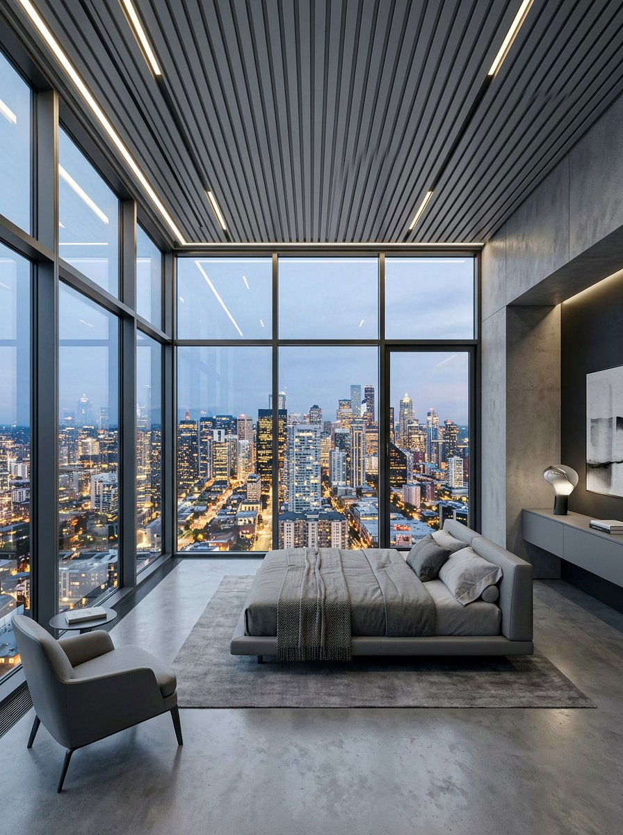 Glass wall master suite design - 30 futuristic glam bedroom ideas