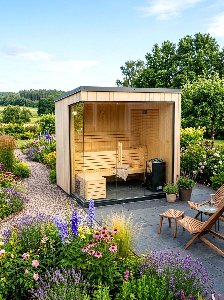 Glass wall outdoor sauna - 30 outdoor sauna backyard ideas aesthetic