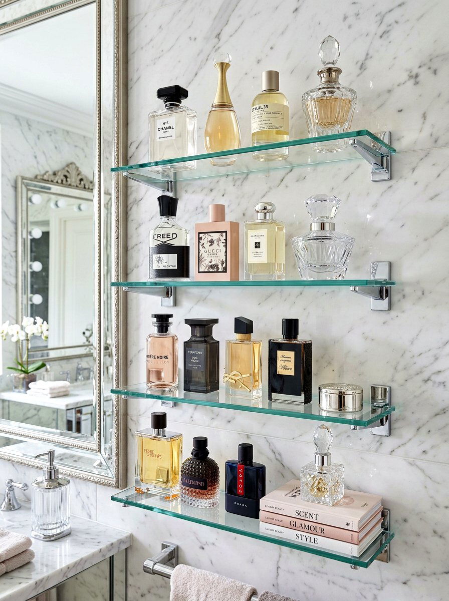 Glass wall shelf - 30 wall shelf decor ideas
