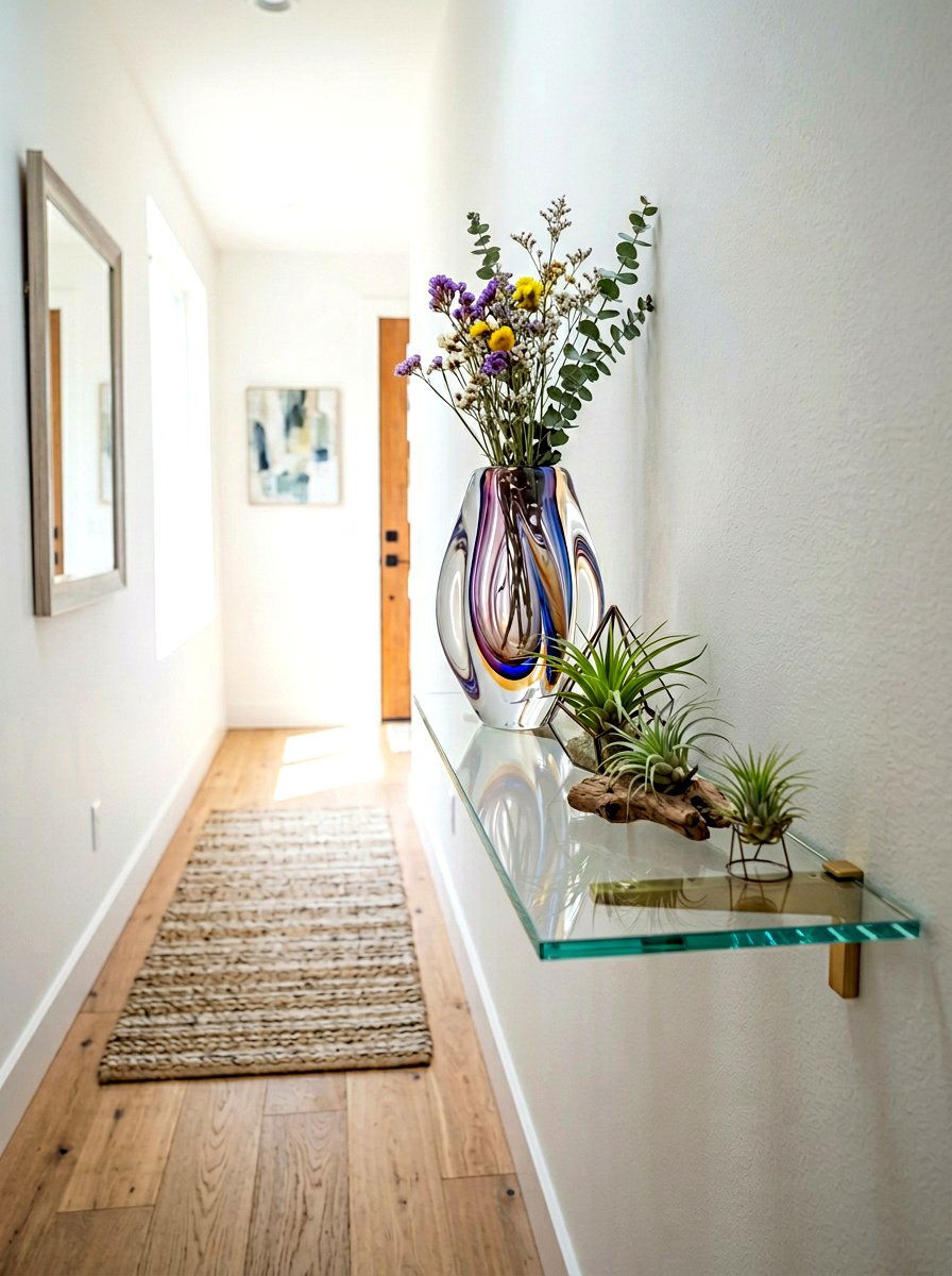 Glass wall shelf - 30 minimalist shelf styling ideas