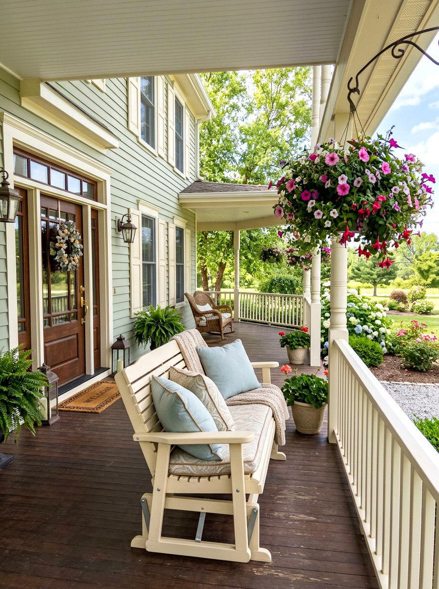 Glider Porch Bench - 30 front yard bench ideas