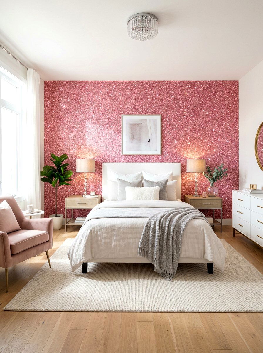 Glitter Accent Wall - 30 princess bedroom ideas