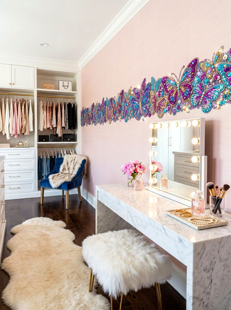 Glitter Butterfly Wall Border - 30 butterfly border ideas