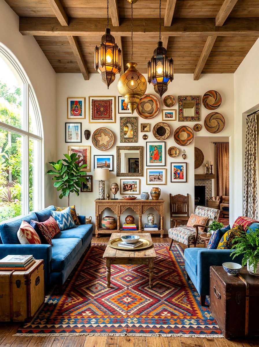 Global Inspired Living Room Decor - 30 playful maximalist living room ideas