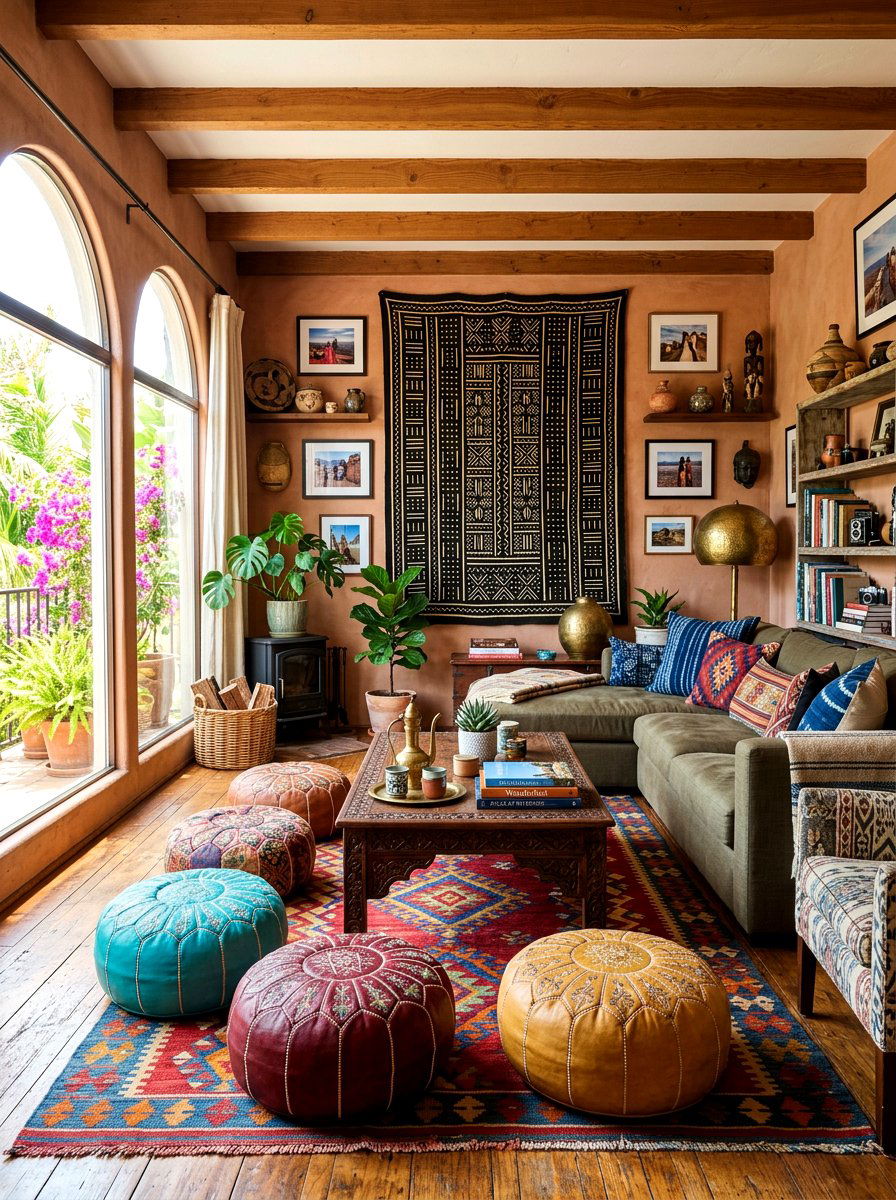 Global Inspired Living Room - 30 anti minimal living room ideas
