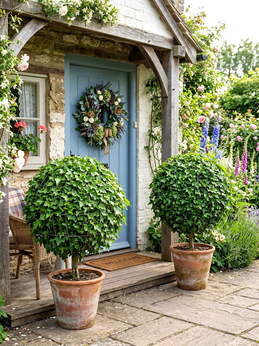 Globe English Ivy - 30 topiary porch ideas