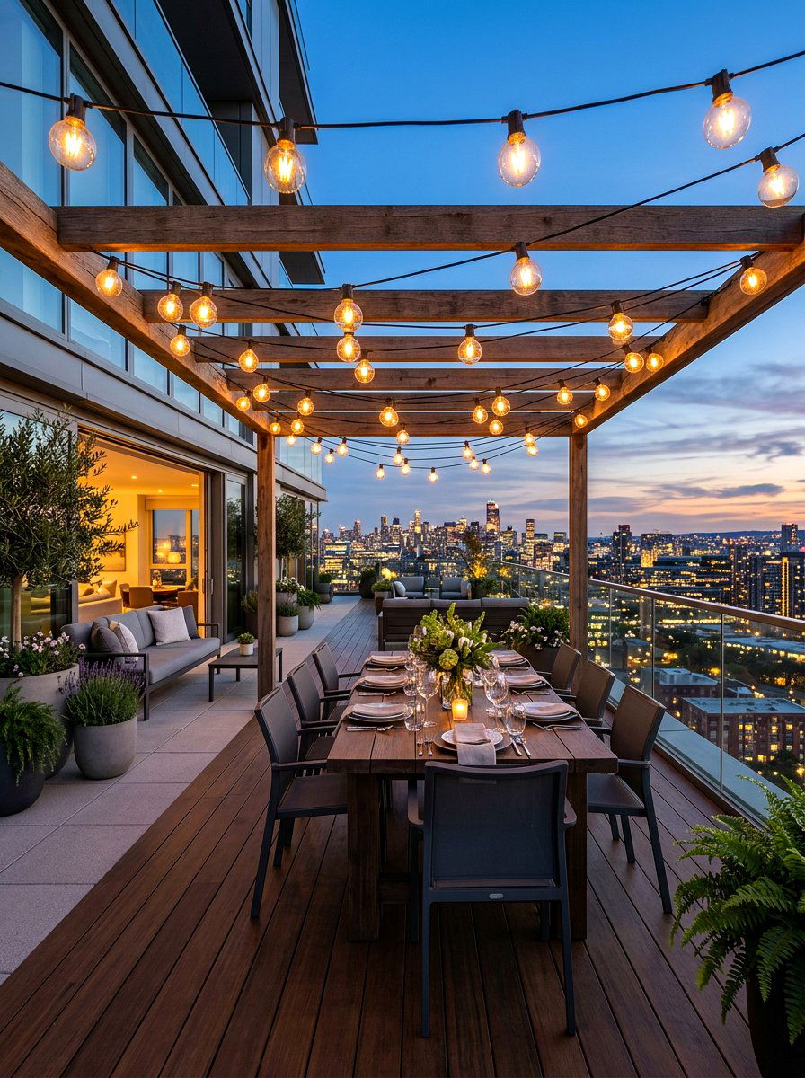 Globe String Lights - 30 apartment patio mood lighting ideas