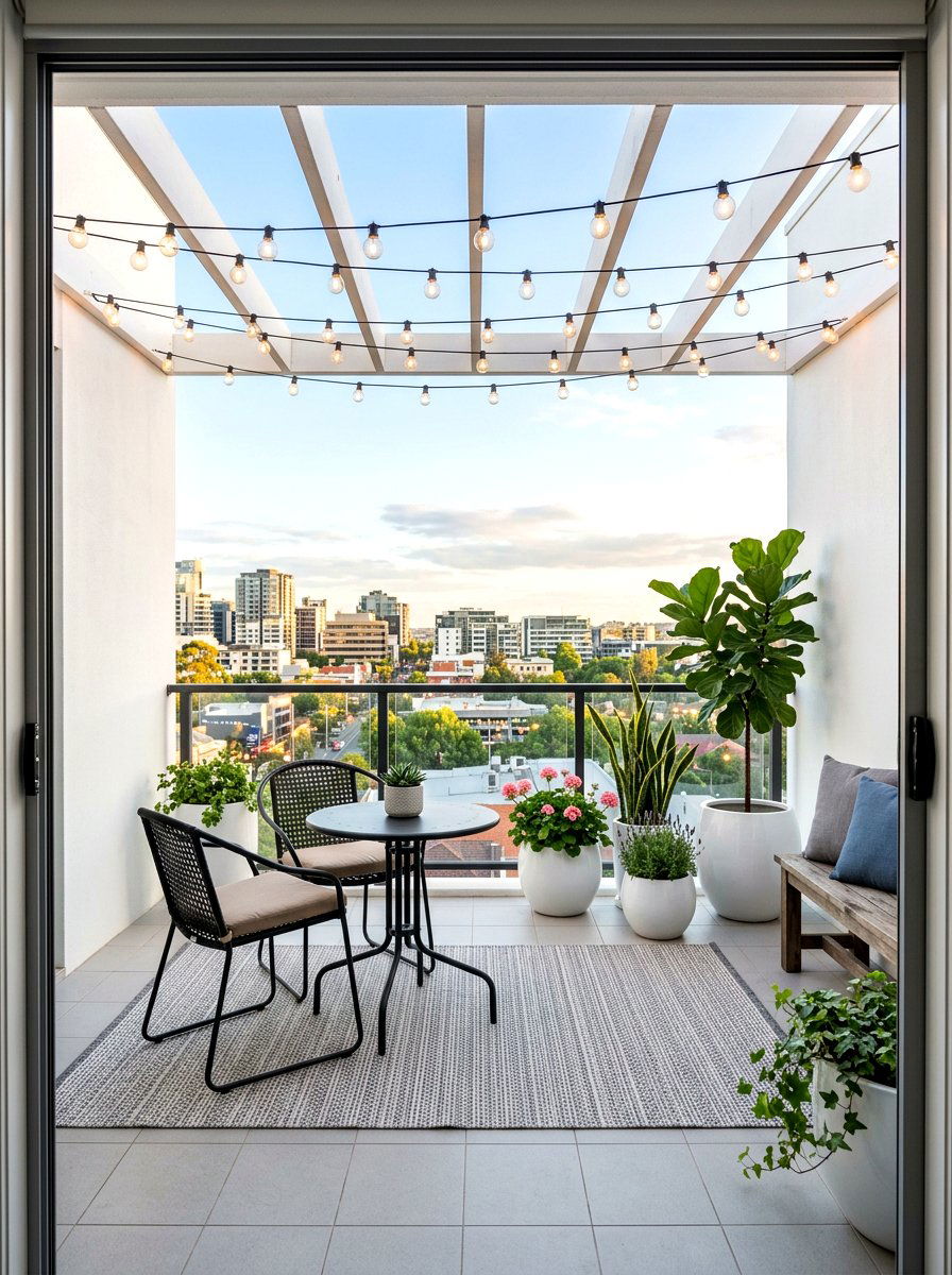 Globe String Lights - 30 apartment patio lighting ideas