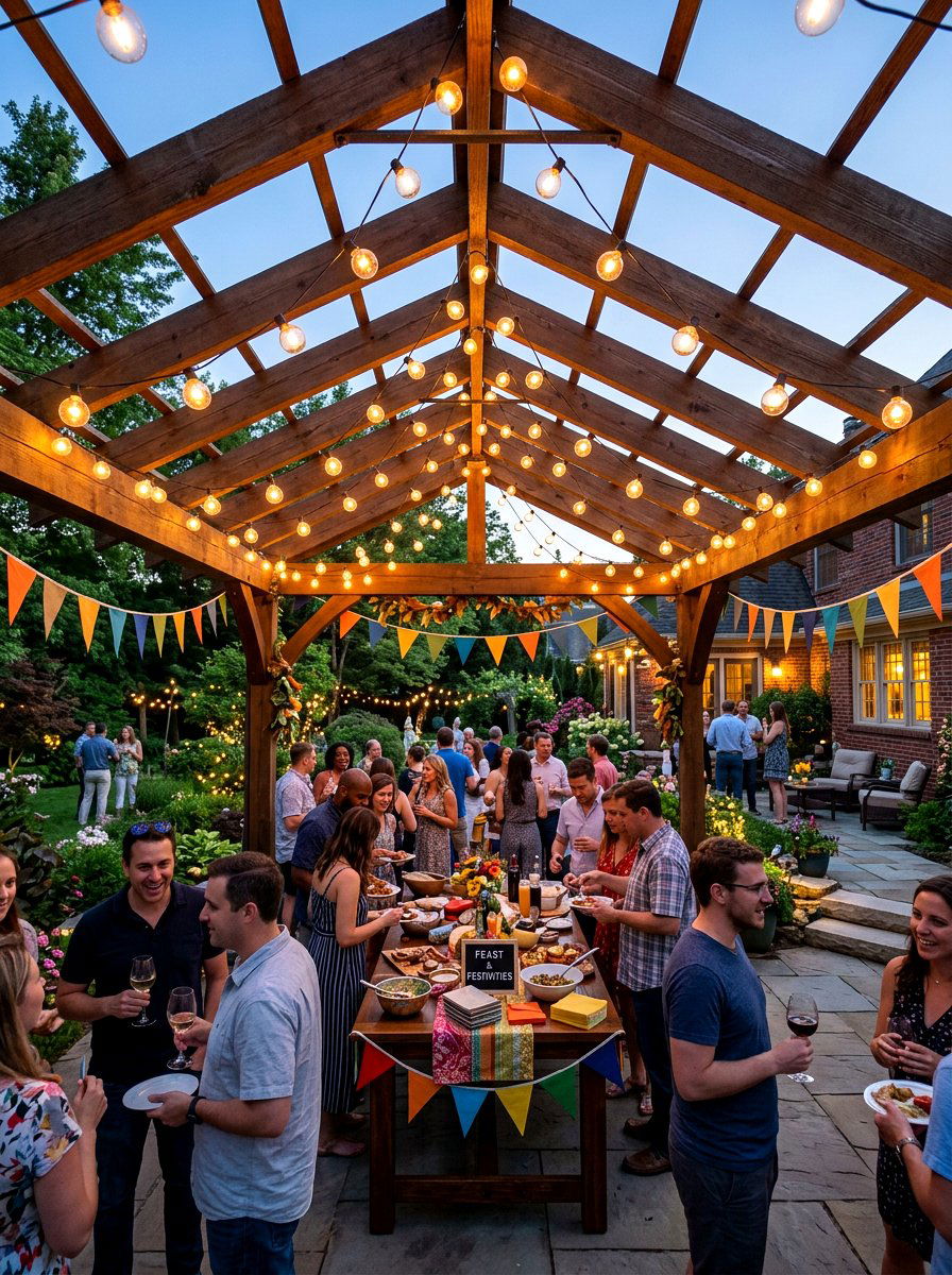 Globe string lights - 30 pergola lighting ideas