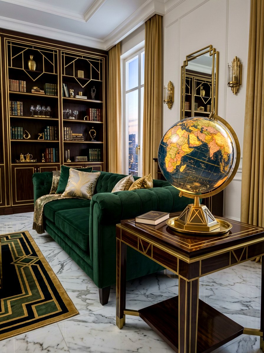 Globe table lamp - 30 cozy lamp lit living room ideas