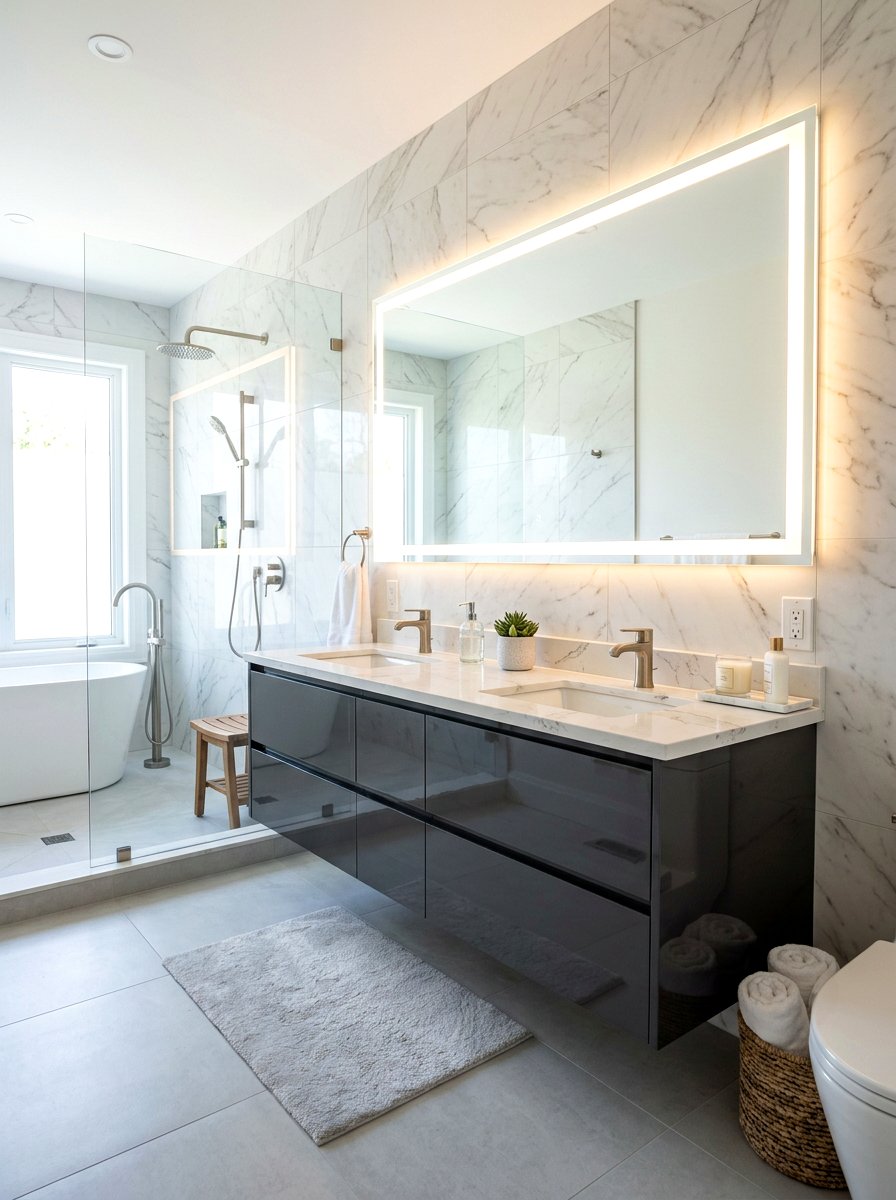 Glossy Bathroom Vanity - 30 high gloss decor ideas