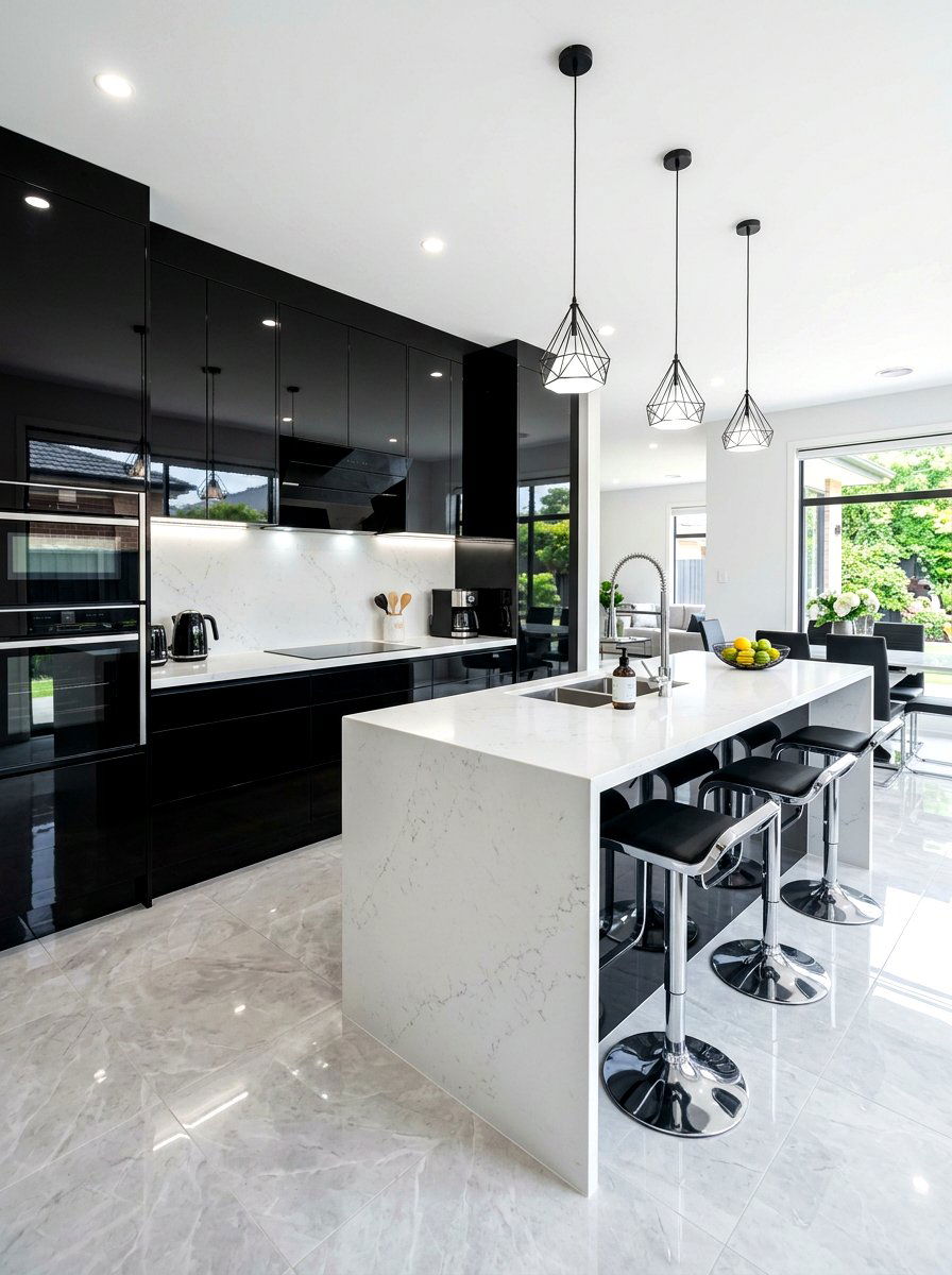 Glossy Black Kitchen - 30 black kitchen ideas