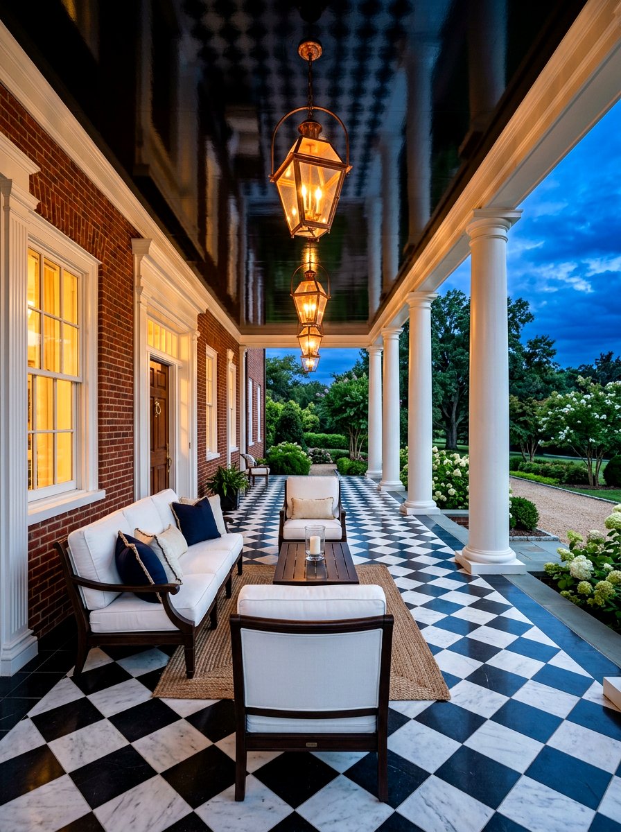 Glossy Black Porch - 30 porch ceiling paint ideas