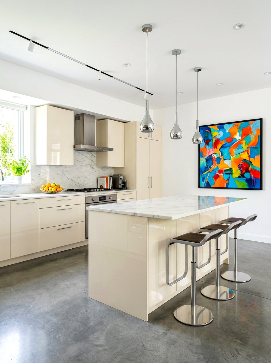 Glossy Cream Kitchen - 30 cream kitchen cabinet ideas