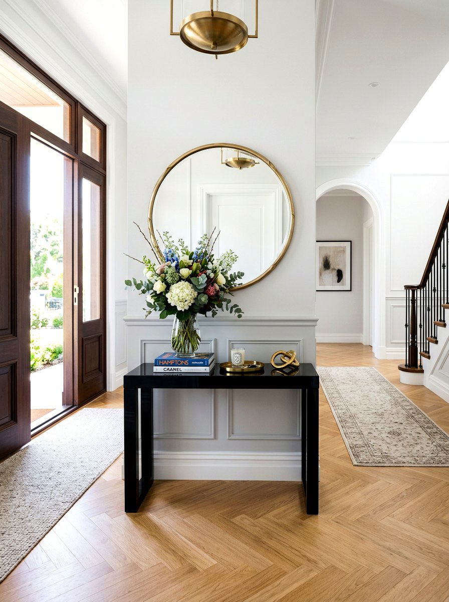 Glossy Entryway Console - 30 high gloss decor ideas