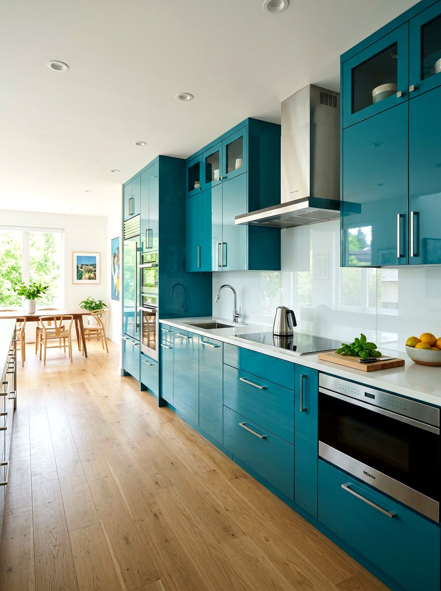 Glossy Finish One Wall Kitchen - 30 one wall kitchen ideas