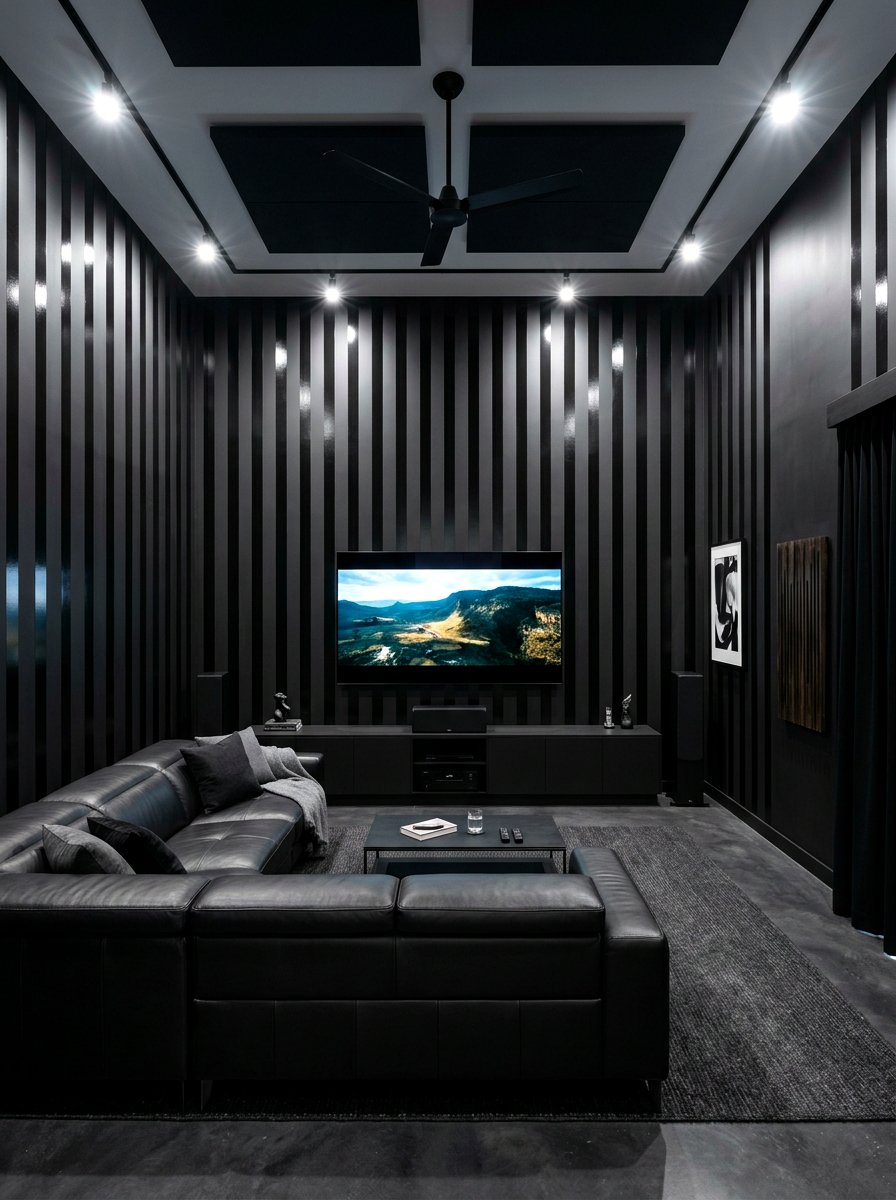 Glossy Matte Black - 30 striped wall ideas