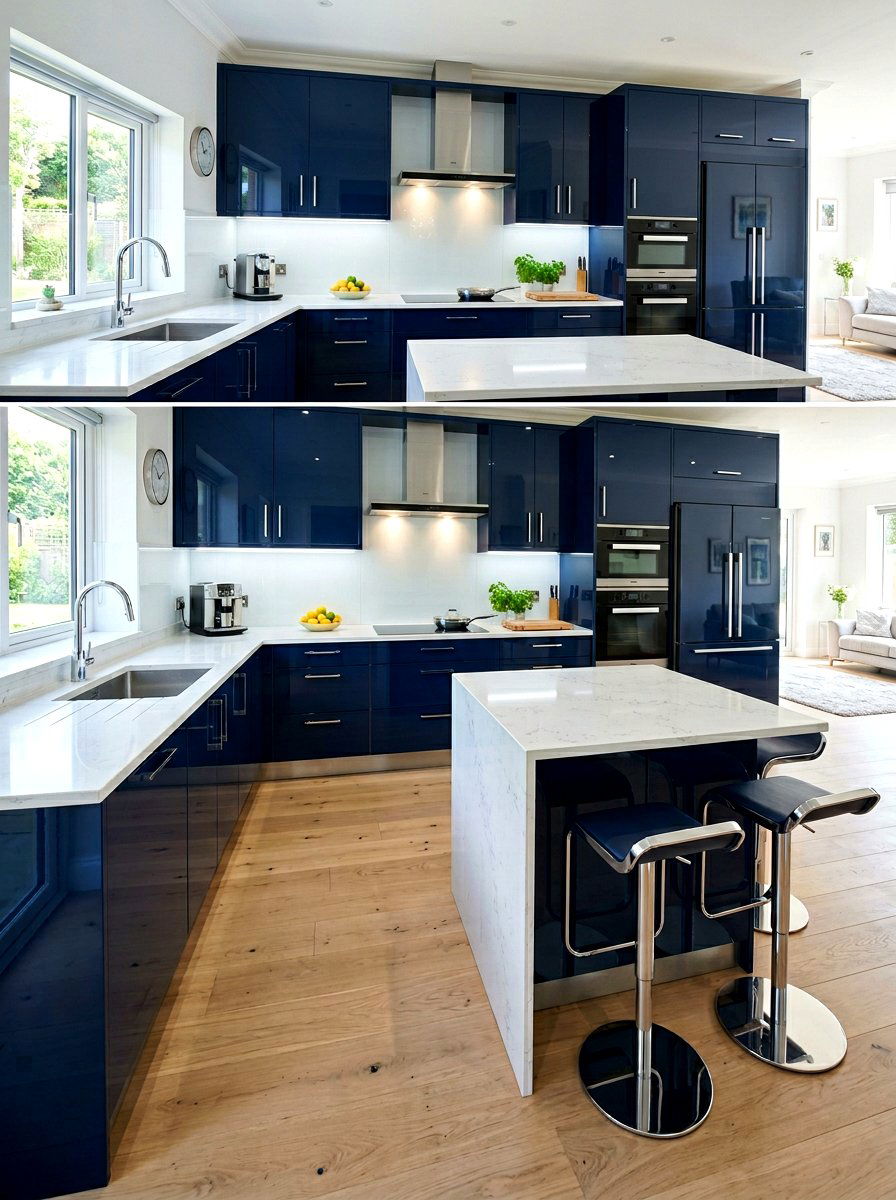 Glossy Navy Blue Kitchen Cabinets - 30 navy kitchen cabinet ideas