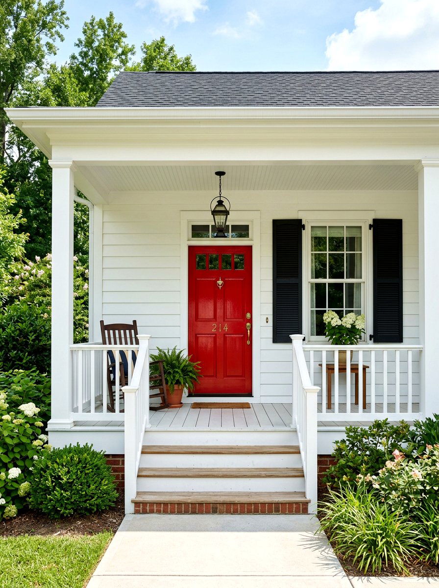 Glossy red front door - 30 front door color ideas