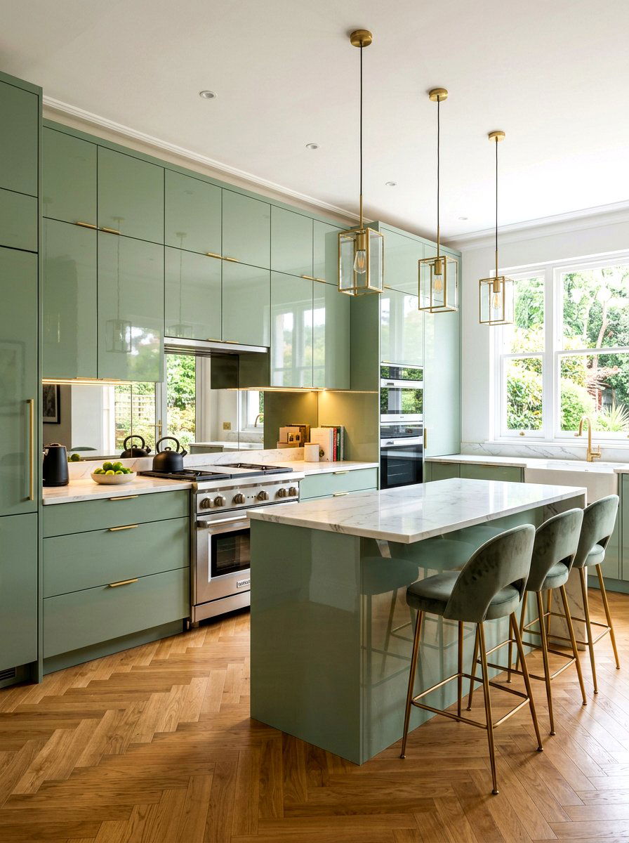 Glossy sage green kitchen cabinets - 30 sage kitchen cabinet ideas