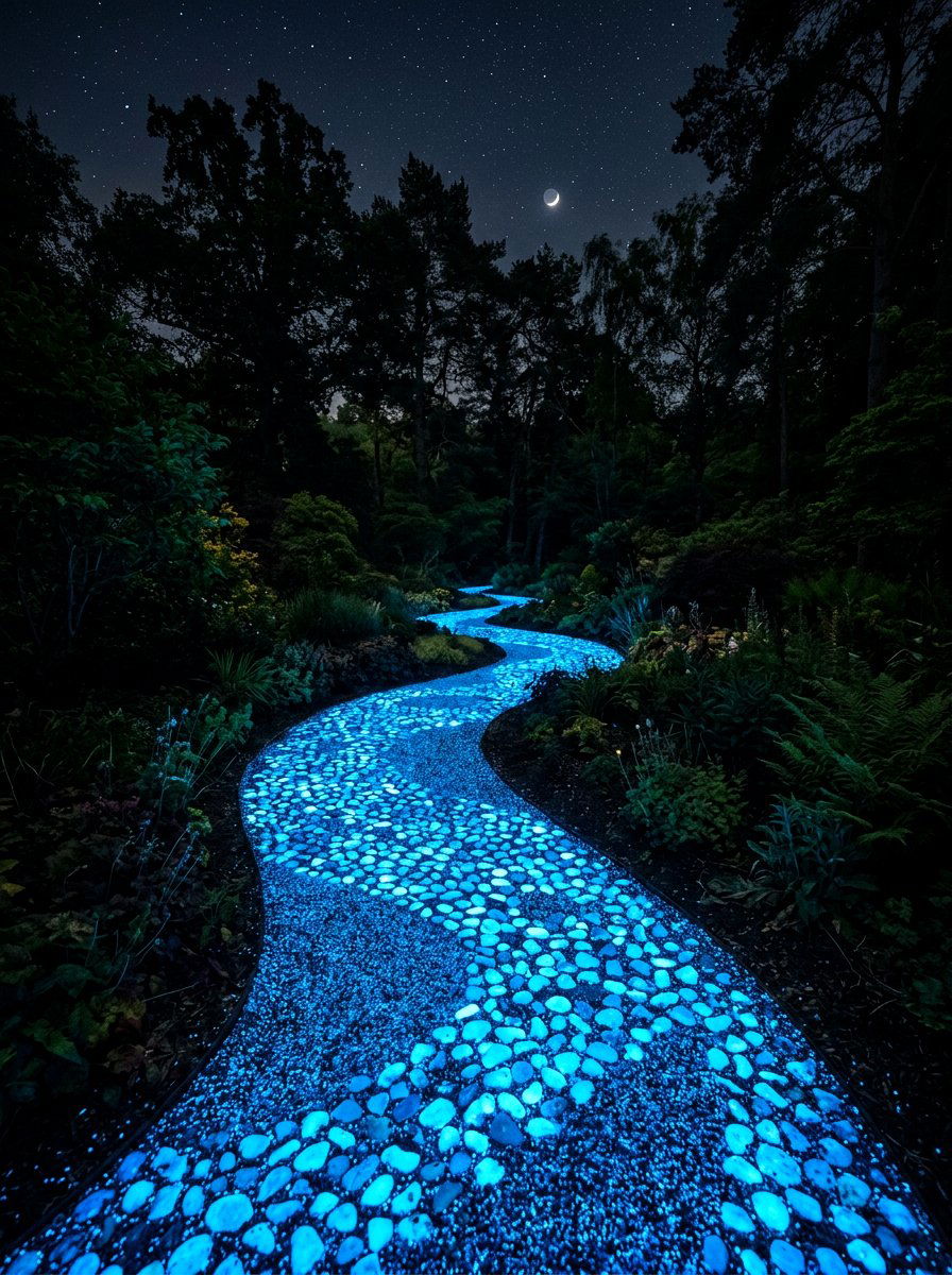 Glow In The Dark Path - 30 stepping stone walkway ideas