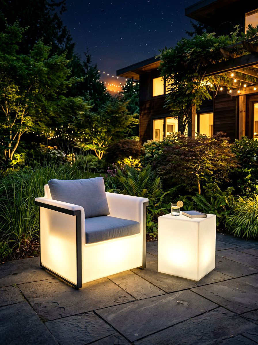 Glowing patio furniture - 30 front porch winter glow ideas
