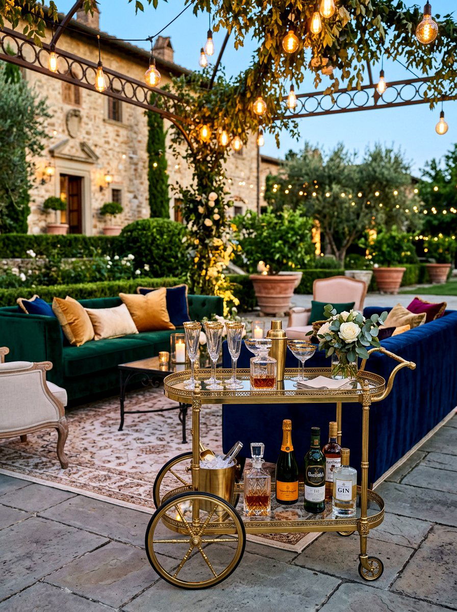 Gold Accent Bar Cart - 30 outdoor bar cart ideas