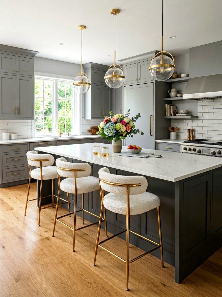 Gold Accent Bar Stools - 30 breakfast bar ideas