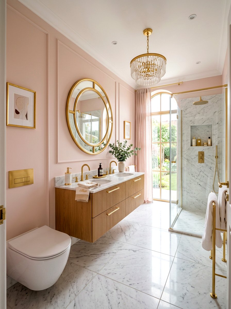 Gold Accent Bathroom - 30 tiny powder bath ideas