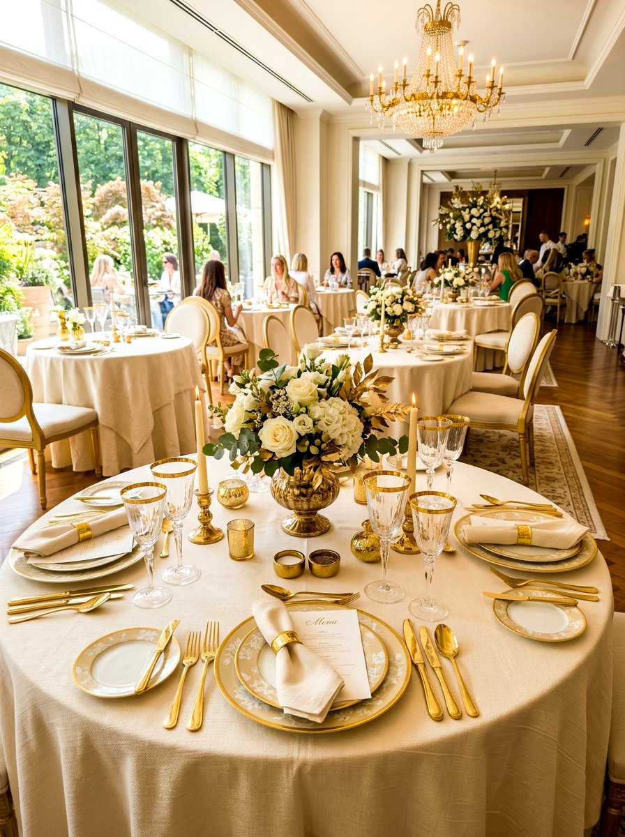 Gold Accent Brunch - 30 brunch tablescape ideas