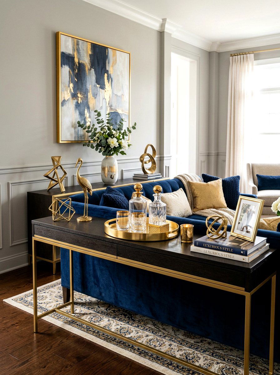 Gold Accent Decor - 30 behind sofa decor ideas
