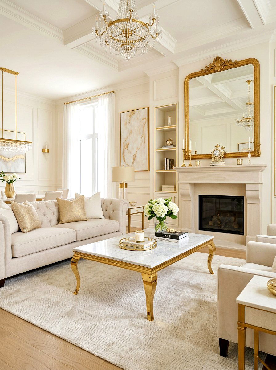 Gold Accent Formal Decor - 30 formal sitting room ideas