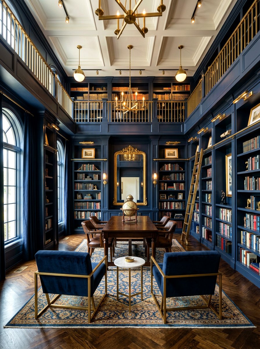 Gold Accent Library - 30 moody home library ideas