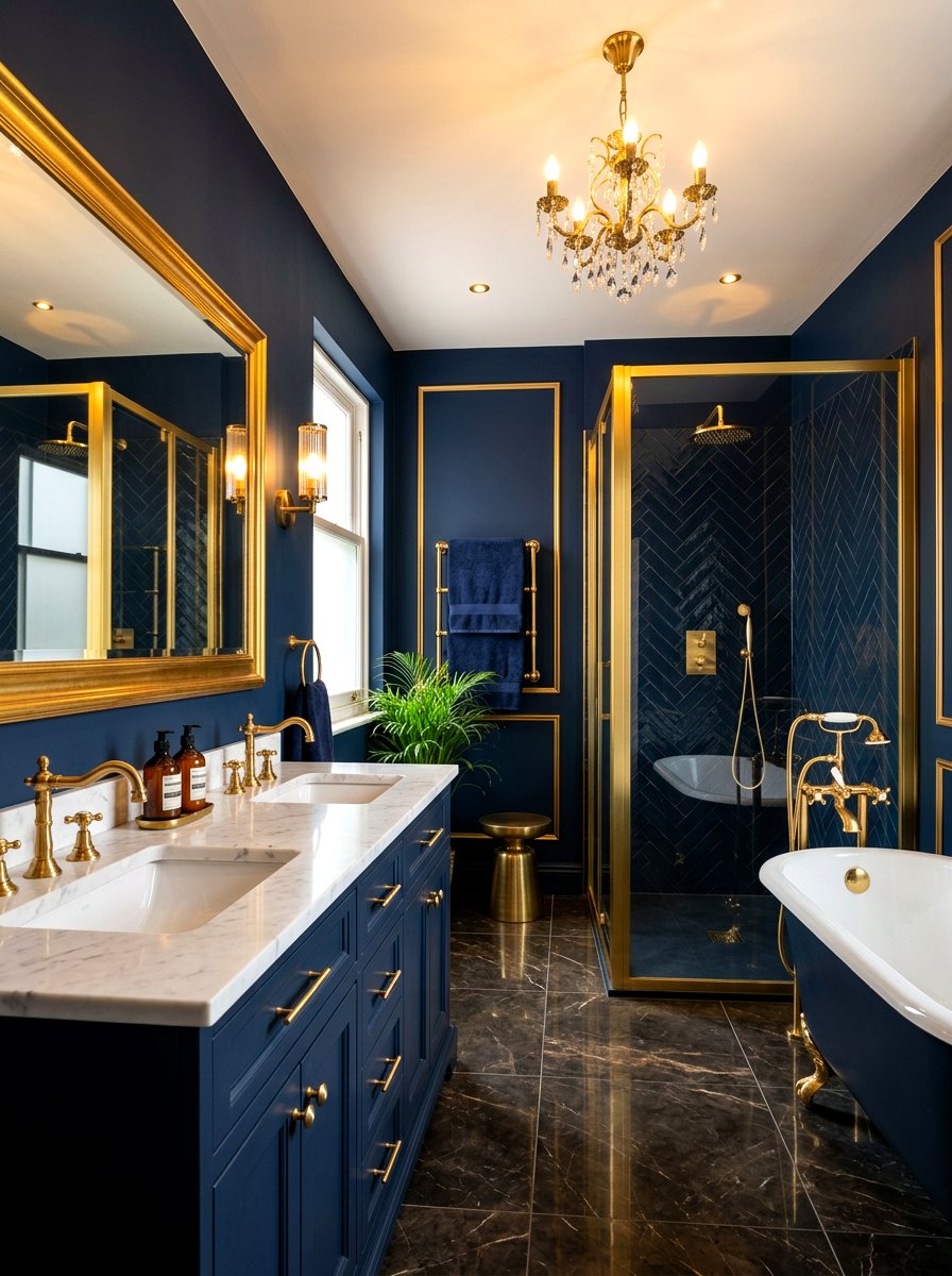 Gold Accent Luxury Bathroom - 30 spa hotel bath ideas