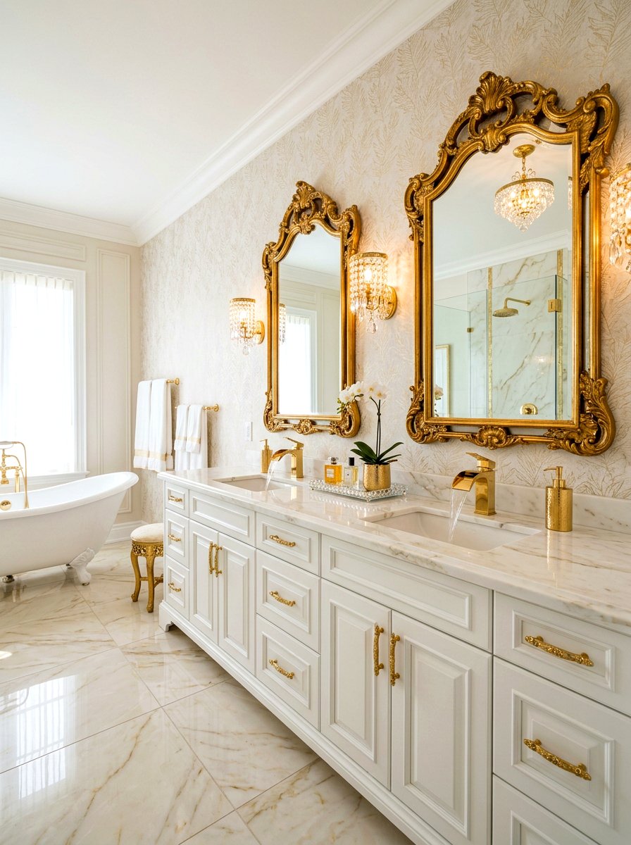 Gold Accent Luxury Bathroom - 30 double vanity ideas