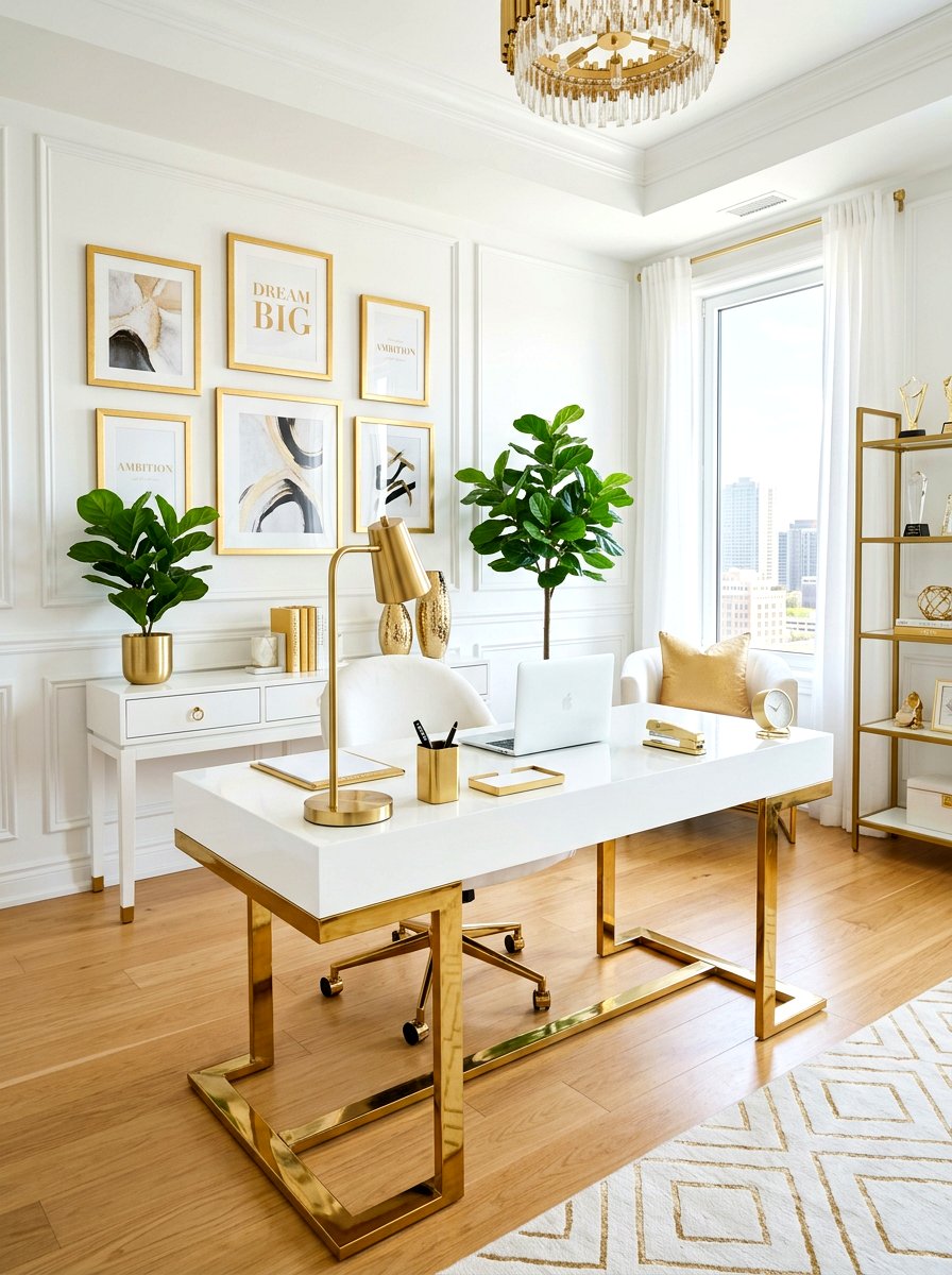Gold Accent Luxury Office Decor - 30 luxury home office ideas