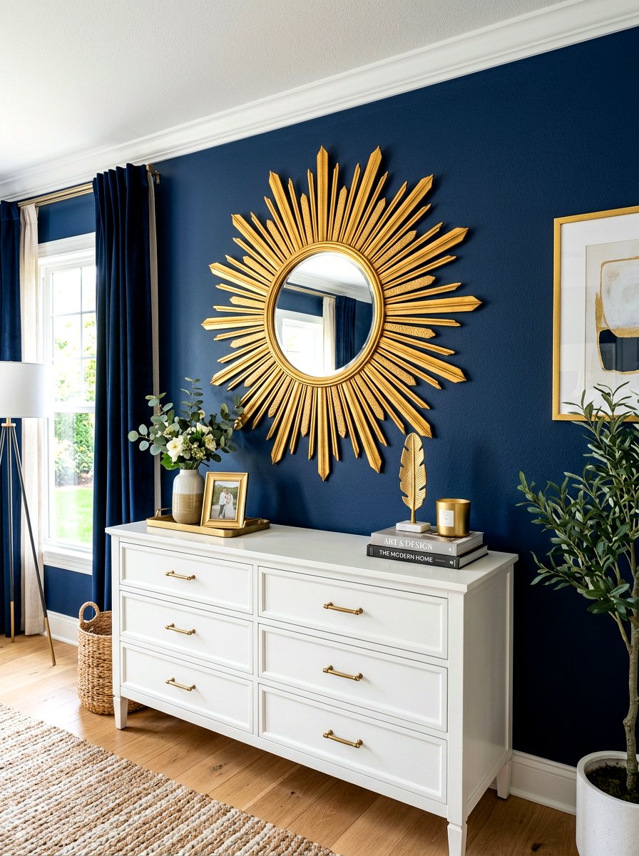 Gold Accent Mirror - 30 front hallway decor ideas