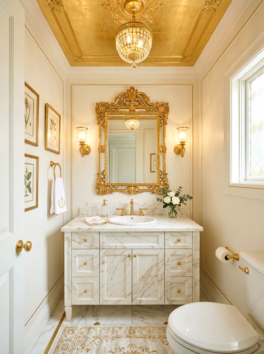 Gold Accent Powder Room - 30 opulent powder room ideas