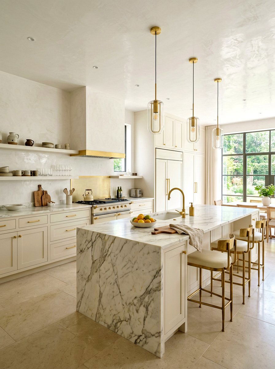 Gold Accent Tadelakt Kitchen - 30 tadelakt kitchen ideas