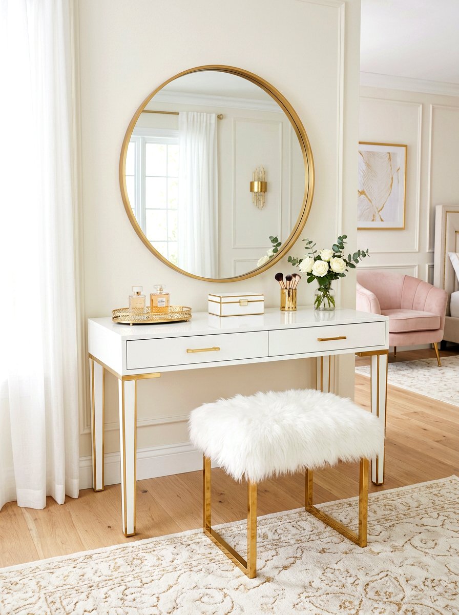Gold Accent Vanity Set - 30 walk in closet vanity ideas