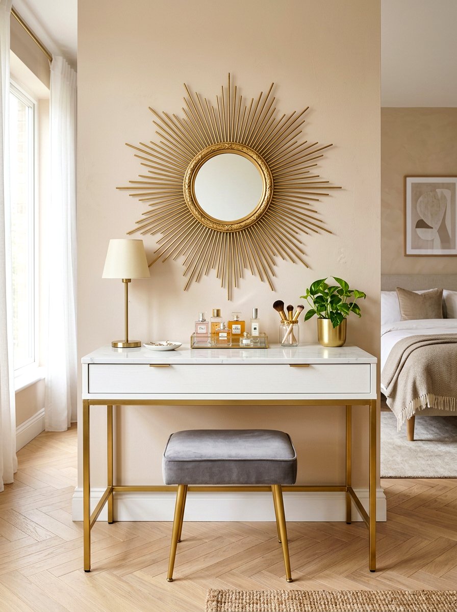 Gold Accent Vanity - 30 makeup vanity ideas