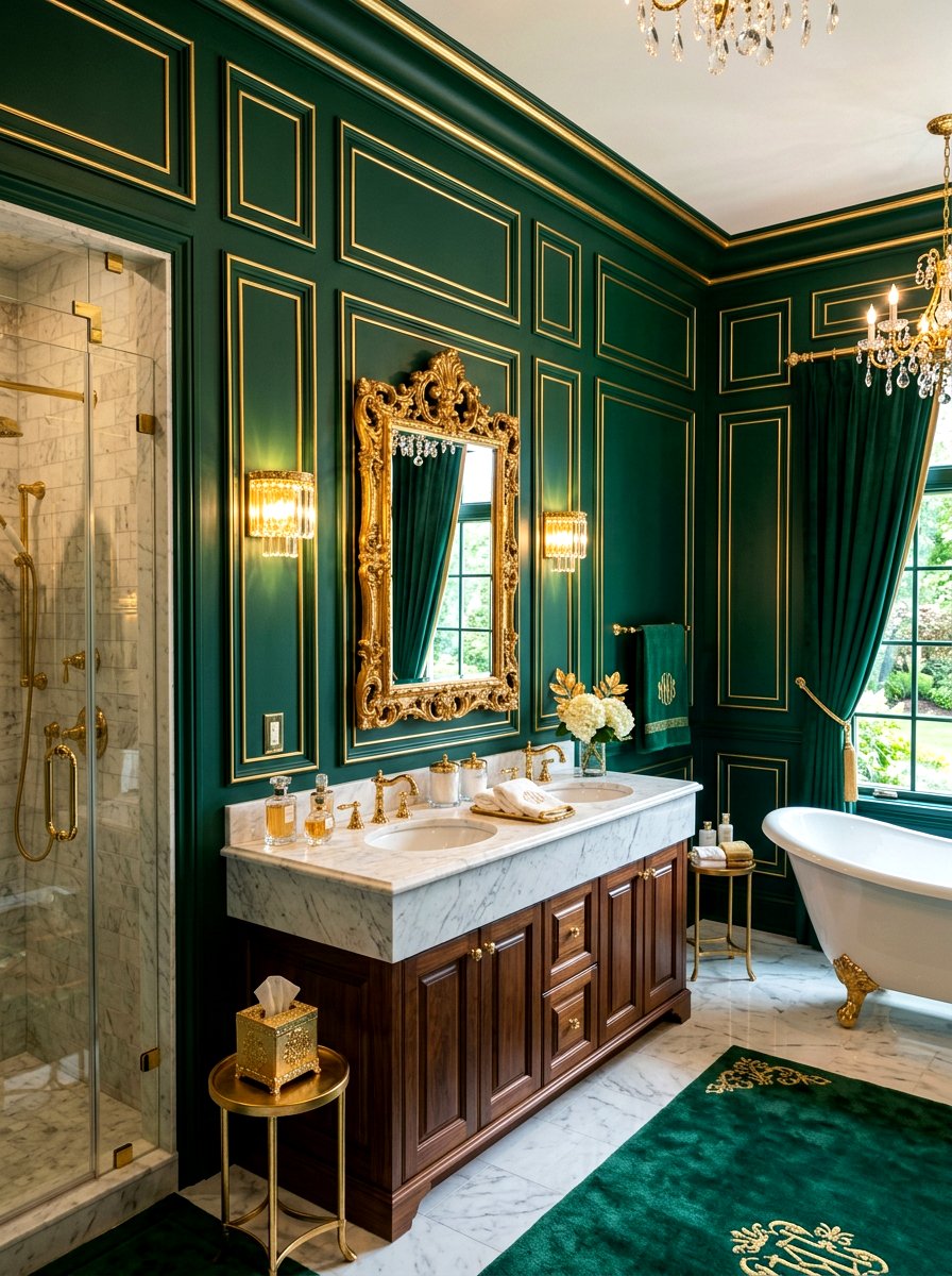 Gold Accent Wall Molding Bathroom - 30 panel molding bathroom ideas