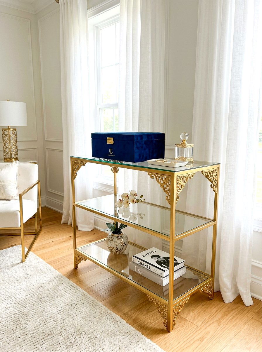 Gold Accents Glass Shelf - 30 wall mounted nightstand ideas