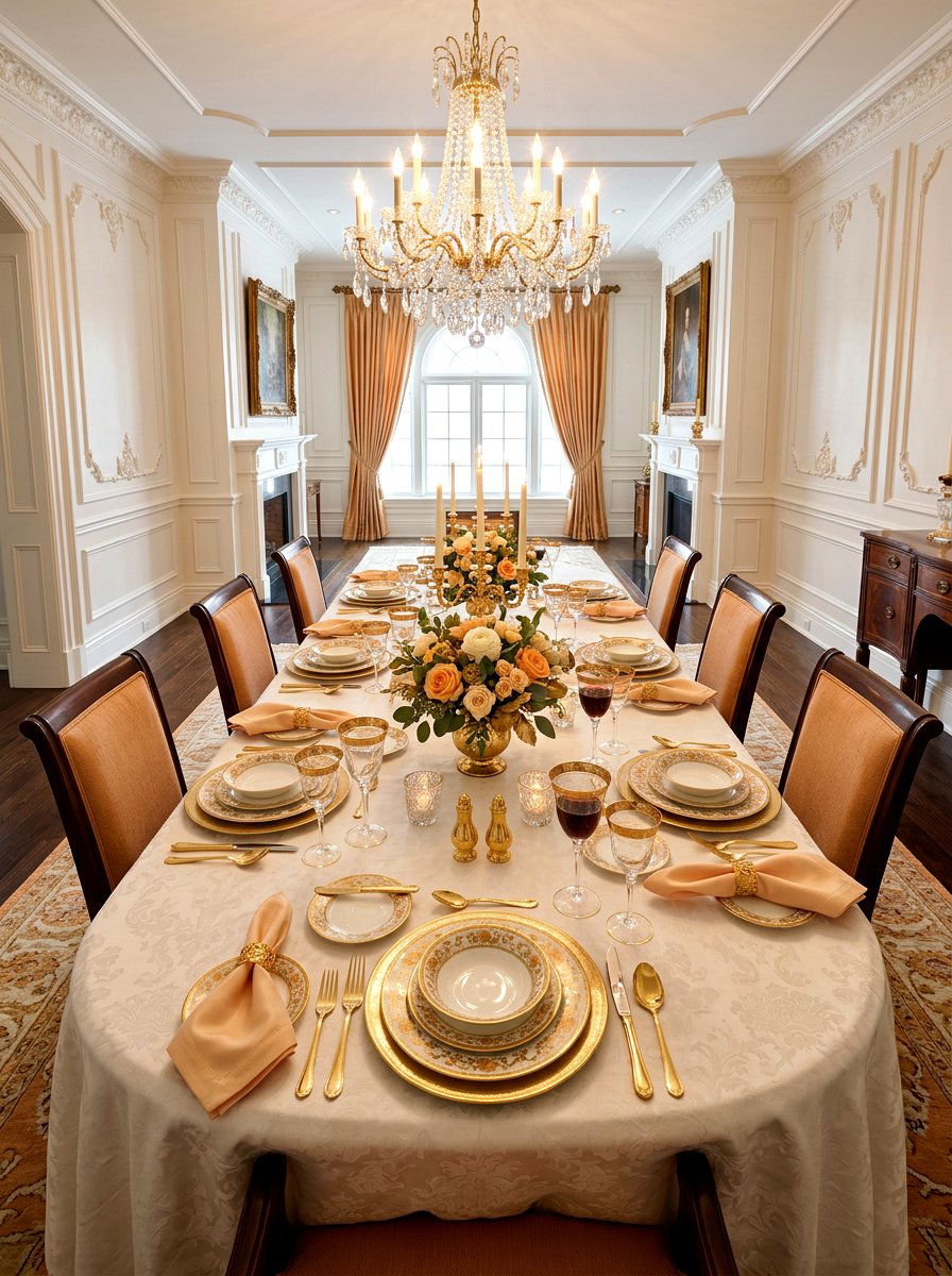 Gold And Apricot Place Setting - 30 apricot table decor ideas
